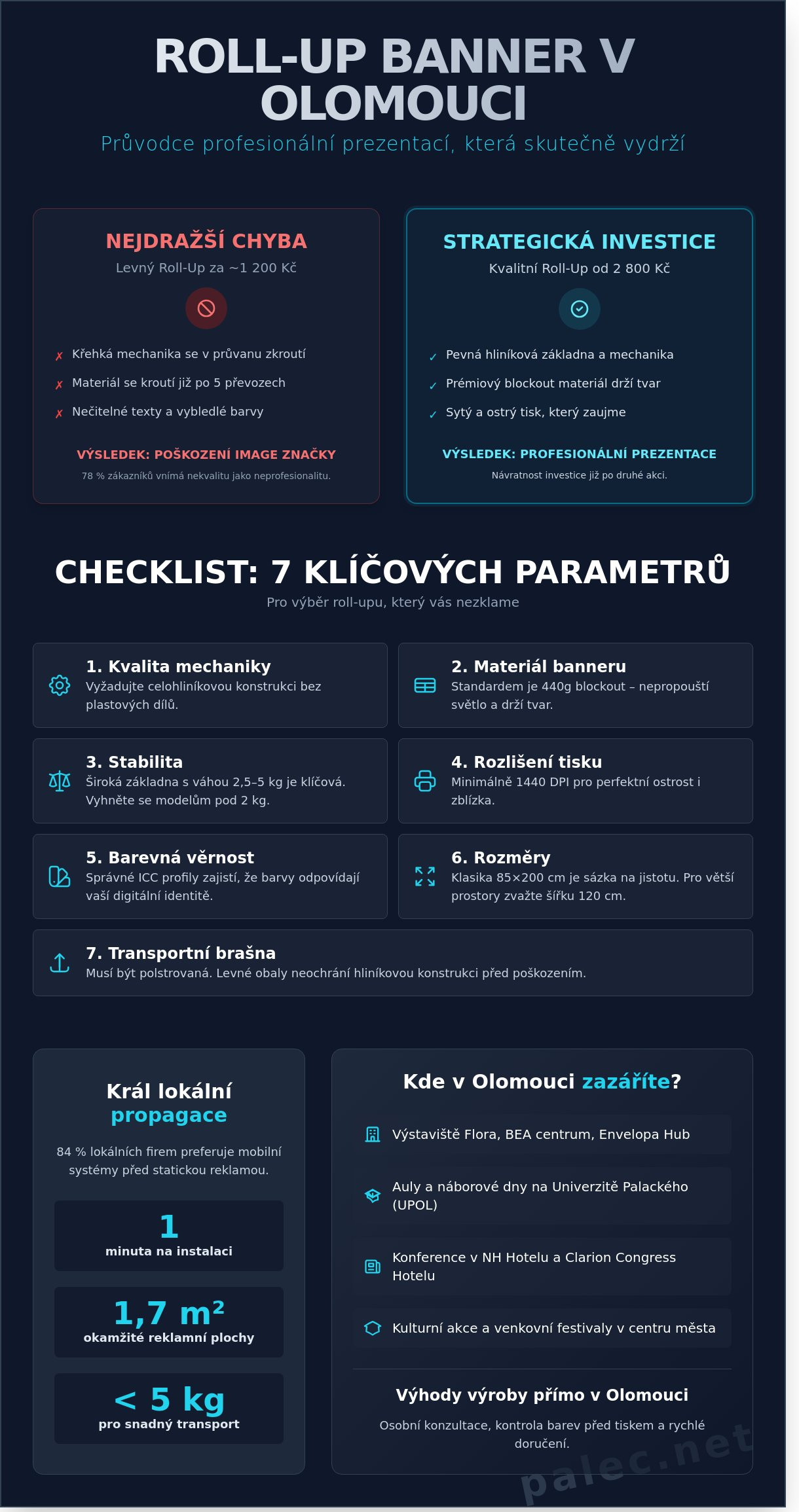 Roll up banner Olomouc: Kompletní checklist pro vaši nepřehlédnutelnou reklamu v roce 2026
